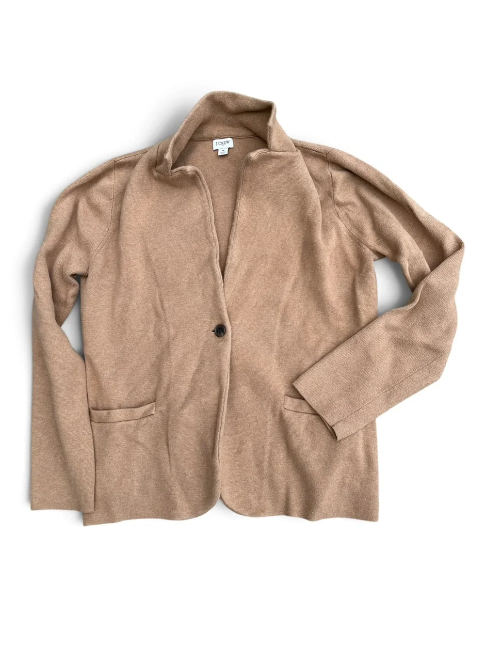 J Crew Women's Size Medium Tan Single-Button Knit Blazer
